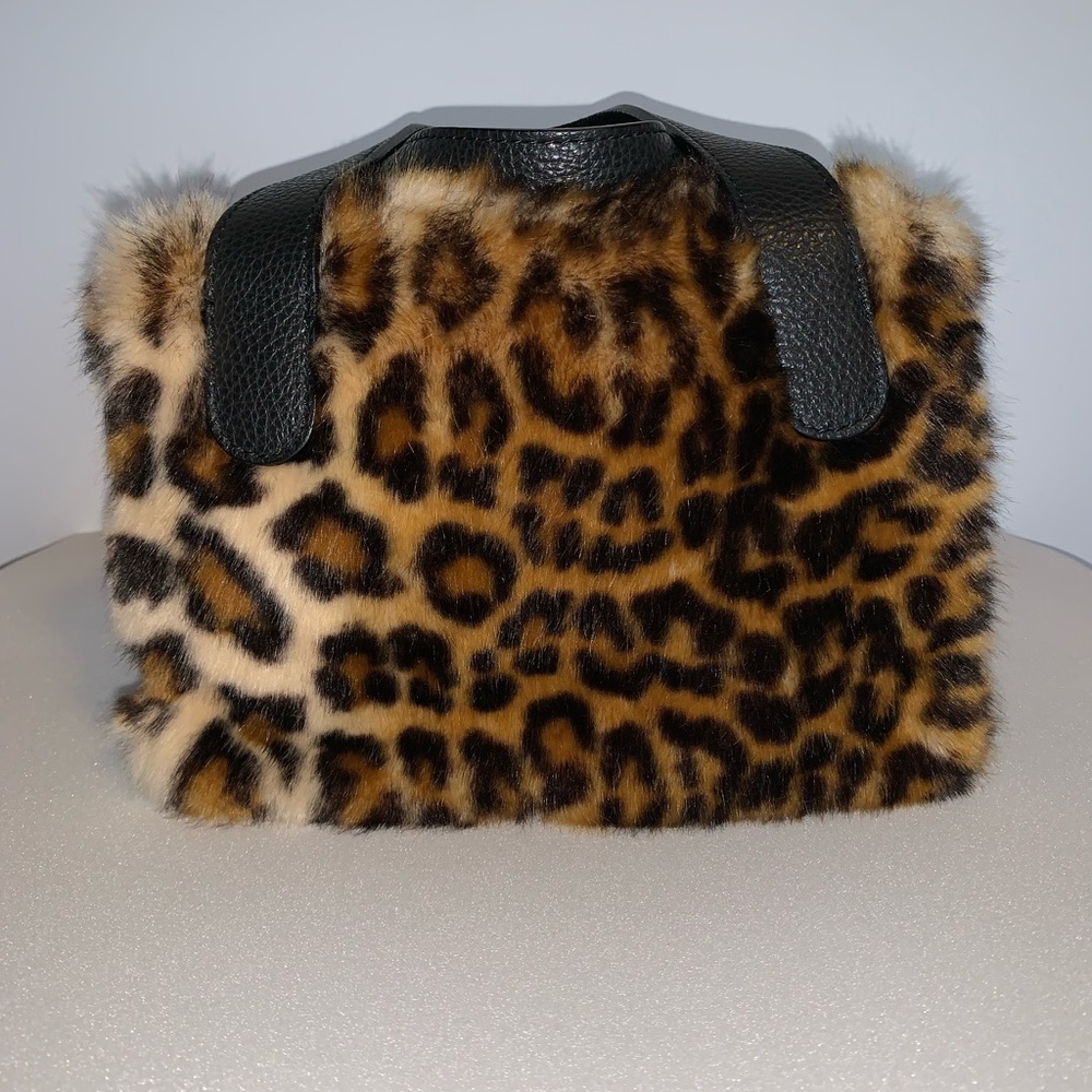 Animal faux fur leather handbag